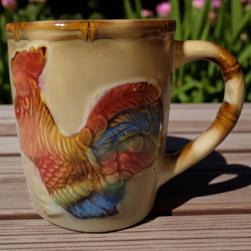Vtg Otigiri Style Chicken Rooster Embossed Coffee Tea Cup Mug #2